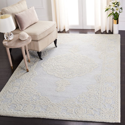Tapis oriental gris en laine / coton touffeté à la main Haig