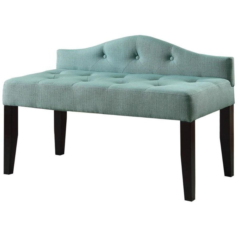 Bryson 42 In. Contemporary Style Blue Fabric Bench, 26" H x 42" W x 19" D