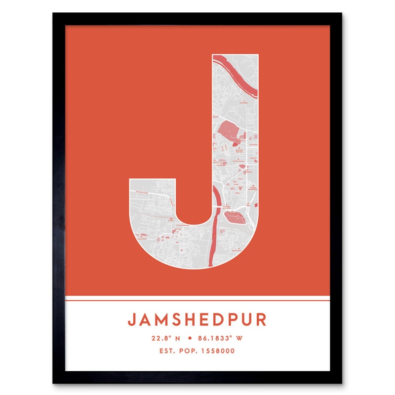 Jamshedpur City Map Jamshedpur Orange - Single Picture Frame Typography