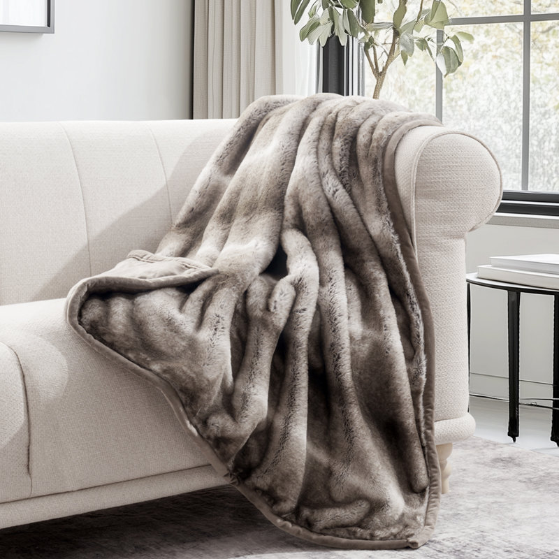 Jeté en fausse fourrure Luxury, Ombré brun noisette, L 60 po x L 80 po