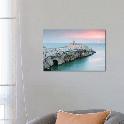 Sunrise Over Vieste Old Town, Apulia, Italy by Matteo Colombo - Wrapped Canvas Print