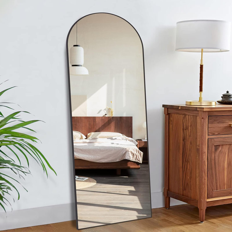 Miroir pleine grandeur en métal, 65 po x 22 po , Noir, noir, noir, noir