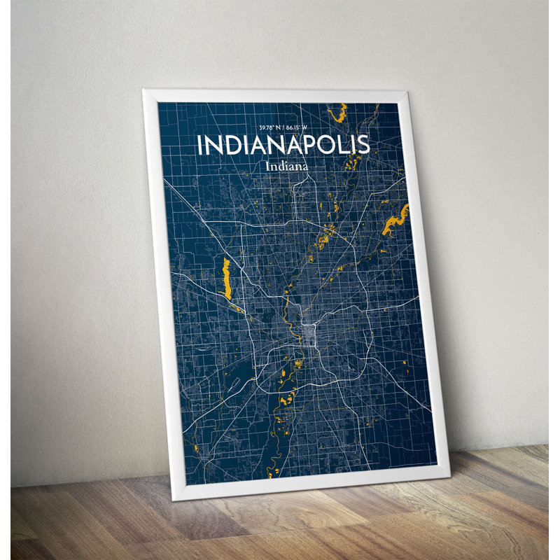 Indianapolis City Map - No Frame Print, 43.2cm H x 27.9cm W x 0.13cm D