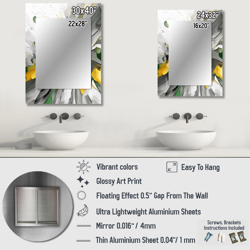 Dynamic Waveforms - miroir scandinave, miroir mural décoratif scandinave, impression d'art en métal, 32 po x 24 po