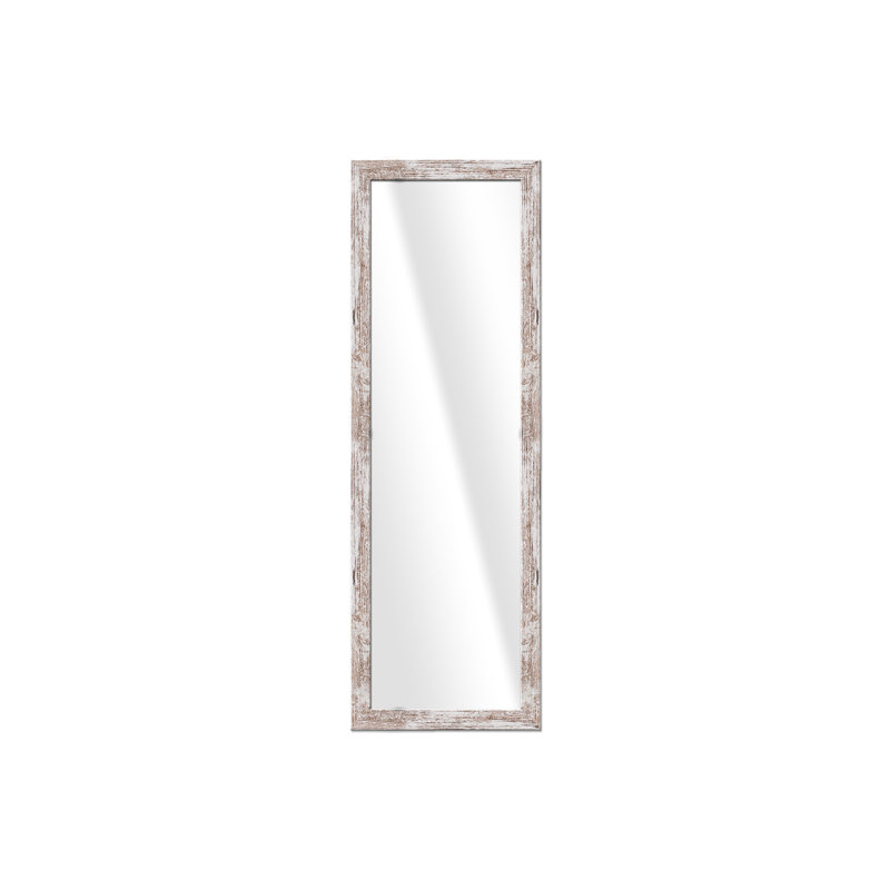 Jarel Wood Flat Wall Mirror, 127cm H x 47cm W, White/Brown