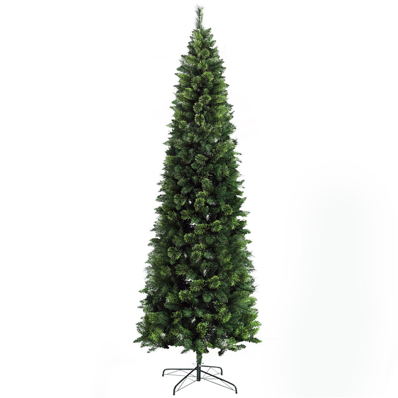 Sapin de Noël artificiel à forme allongée de 6 pi avec 618 branches réalistes HOMcom, vert, H 6 pi, Vert