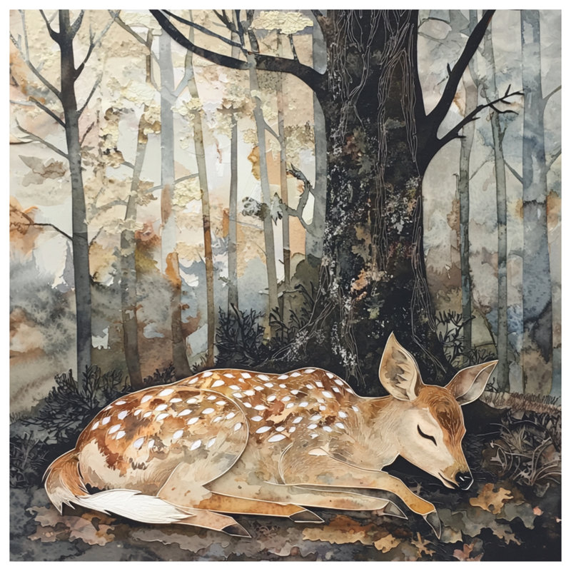 Fauve dans les couvertures de forêt, L 50 po x H 60 po