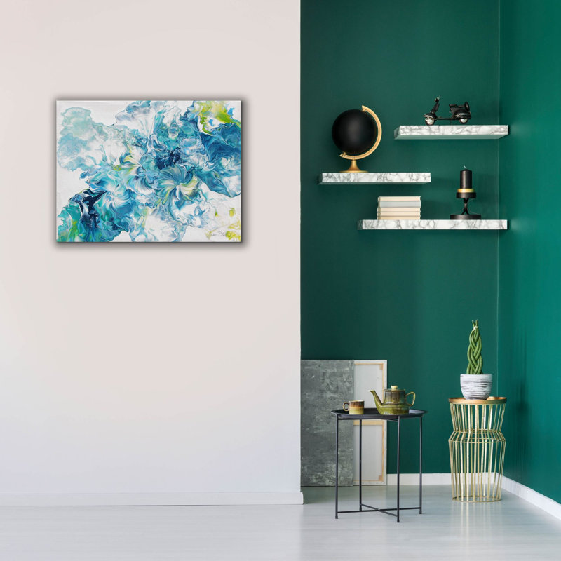  «Abstract Pouring P» par Jean Plout, art mural sur toile, 34 po x 26 po