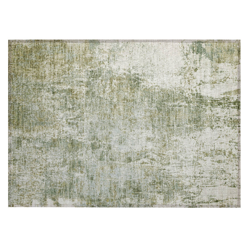 Machine Washable Indoor/Outdoor Xhevrie Aloe Rug, Rectangle 1'8" x 2'6"