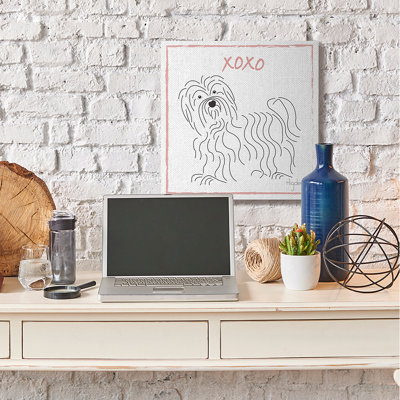 «Puppy Dog Minimal Linework Hugs Kisses Symbole» par Mark Higden, impression