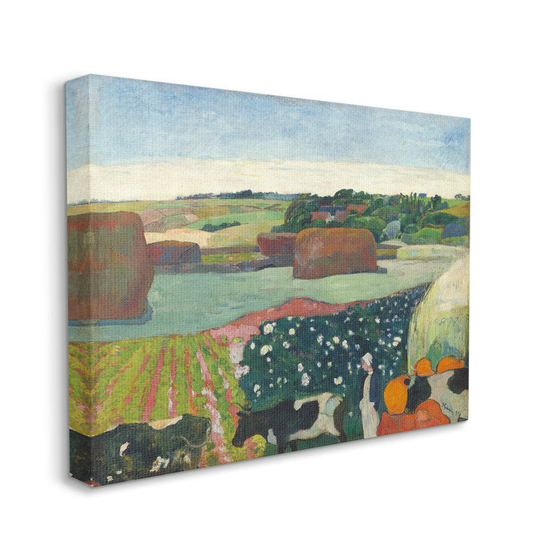 "Haystacks In Brittany Gauguin", art mural classique par Paul Gauguin, H 30 po x l 40 po x P 1,5 po, Toile tendue