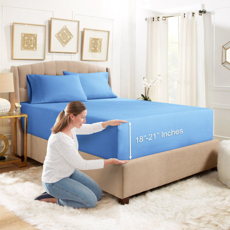 Microfiber Sheet Set, Twin Sheet Set with 1 Pillowcase, Calm Blue