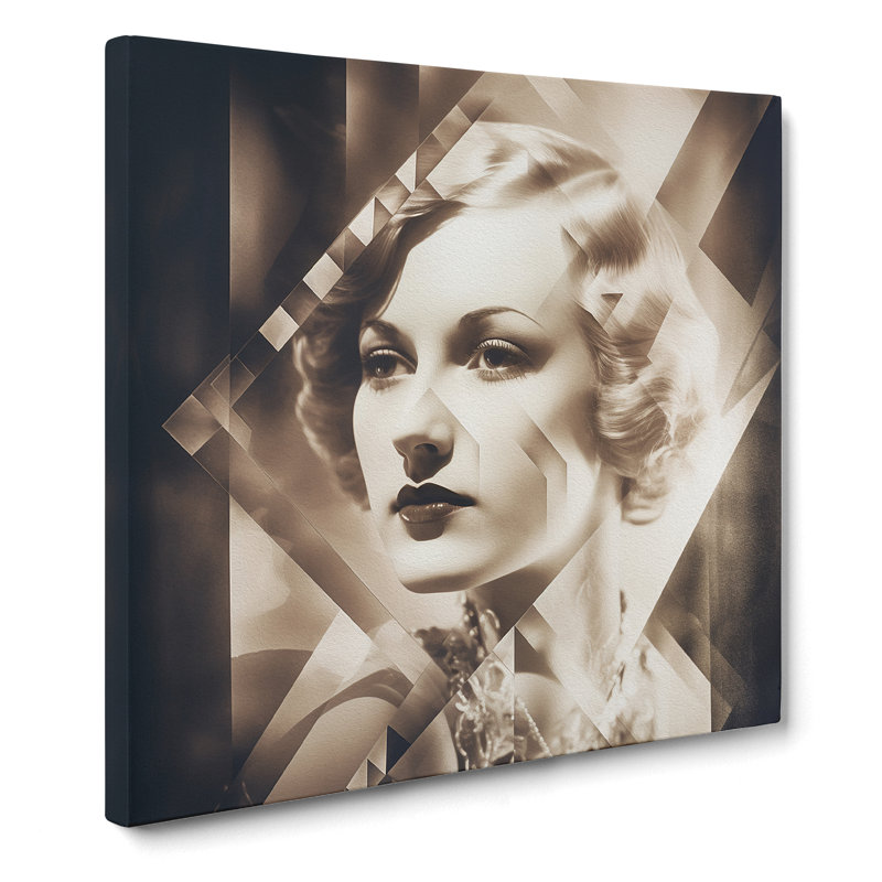 Deco Woman Double Exposure No.1 - Wrapped Canvas - Framed Print, 35cm H x 35cm W x 3cm D