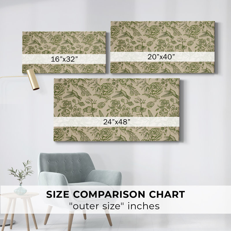Botanical Series-CDIV- Toile tendue avec châssis tendue, prête à être accrochée, H 25 po x l 49 po, Doré