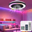 Ventilateur de plafond 19 "Smart RVB encastré avec lumières à DEL et télécommande et contrôle des applications, changement de couleur à intensité variable pour la chambre à coucher, le salon-2043967121-2043967112