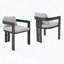 Chaises de salle à manger en aluminium pour l'extérieur avec coussins gris, ensemble de 2-1739915649