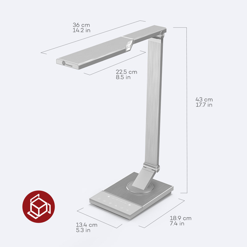 Lampe de bureau 17,2 po argent USB