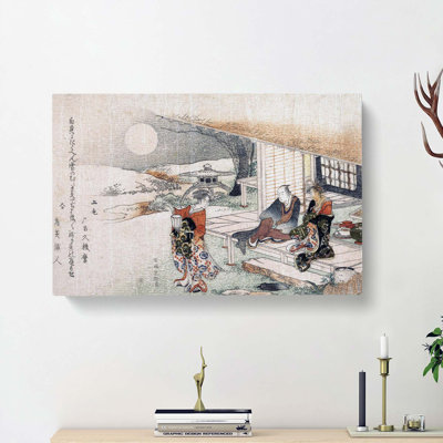 Young Lady With Lamp by Katsushika Hokusai - Wrapped Canvas Painting