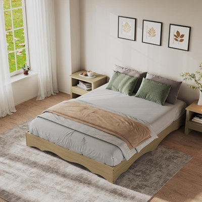 Base de lit en bois Minimalist Wave Edge