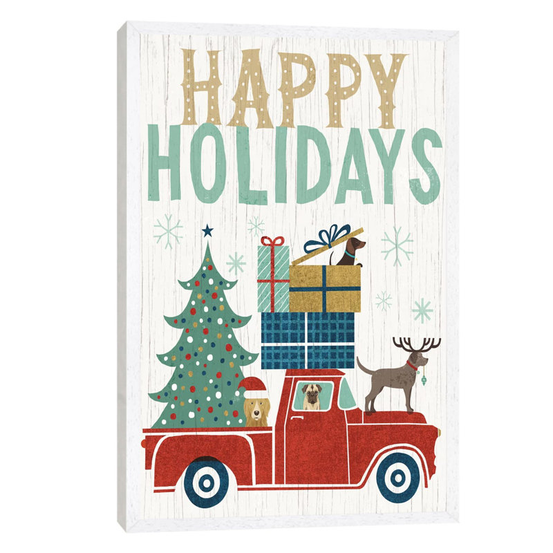 Happy Holidays II by Michael Mullan - Floater Frame Print on Canvas, White Framed