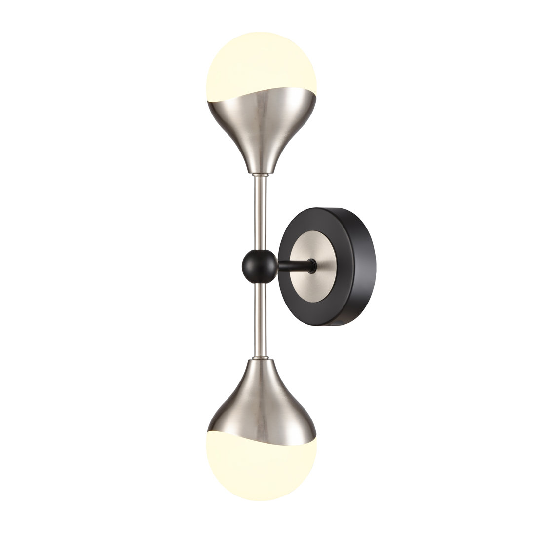 2lt Wall light matt black and aged brass