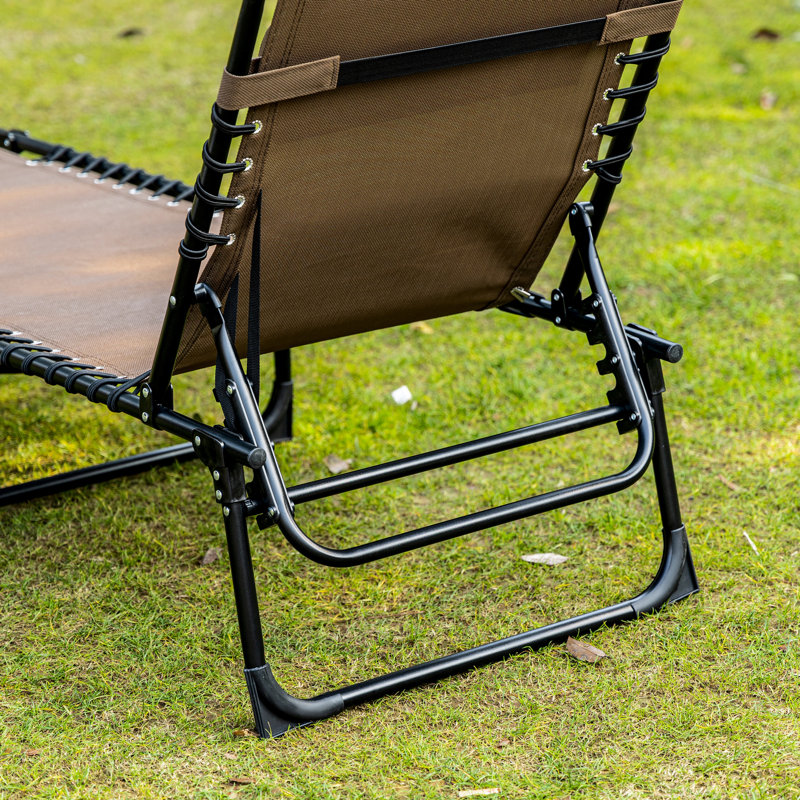 Garden Portable Chair, Folding Sun Lounger With Adjustable . Removable Pillow, Brown For Patio, Beach Recreation Time Reclining Outdoor Use. , Camping Cot,