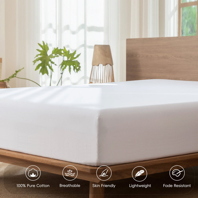 Drap-housse MooMee , Grand lit , Blanc brillant