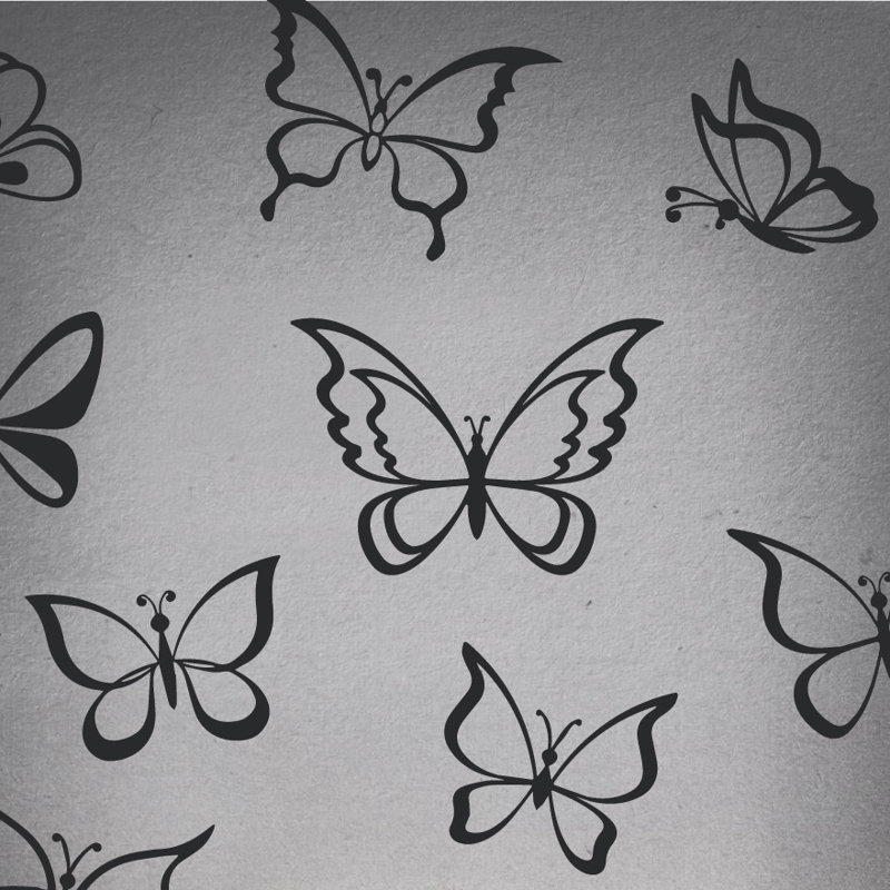 Adhésif décoratif papillon, Noir, H 55 po x l 58 po x P 0,01 po