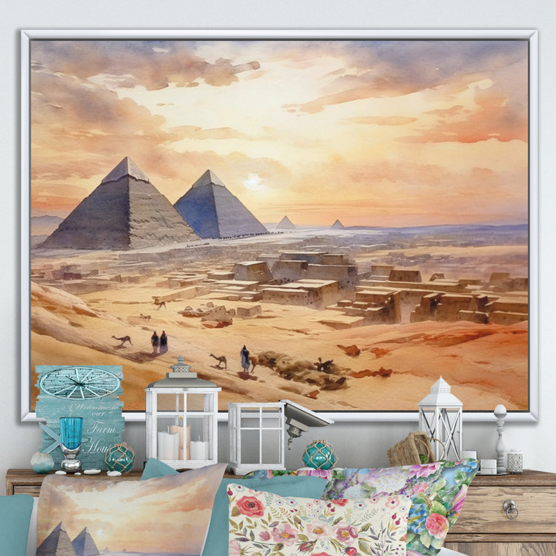 Décoration murale «Désert historique», H 12 po x l 20 po x P 1 po, Cadre flottant blanc
