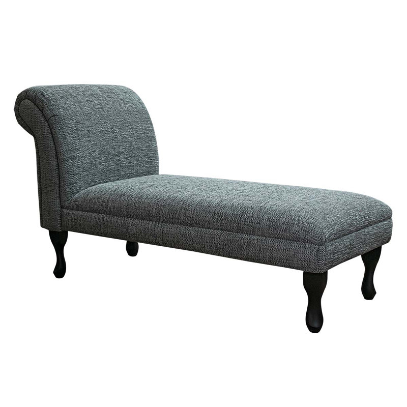 Upholstered Chaise Lounge, Black, Polyester