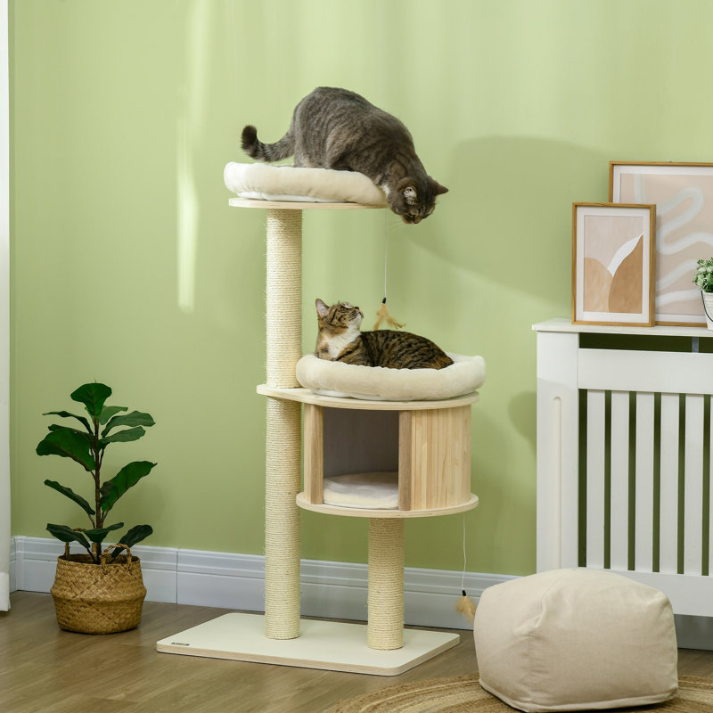 Arbre à chat à 3 niveaux avec poteaux à griffer en sisal