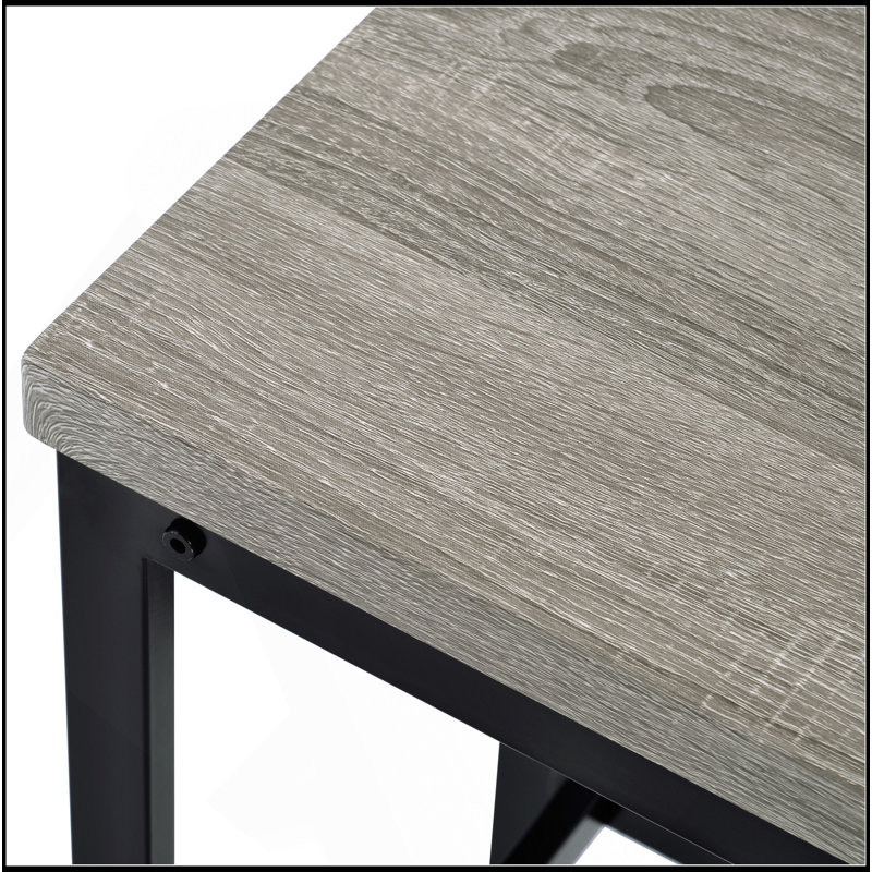 Table de salle à manger à hauteur de comptoir extra longue avec 3 tabourets, ensemble de table de pub avec repose-pieds, gris
