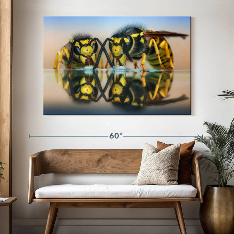 Two Wasps On Glass Table