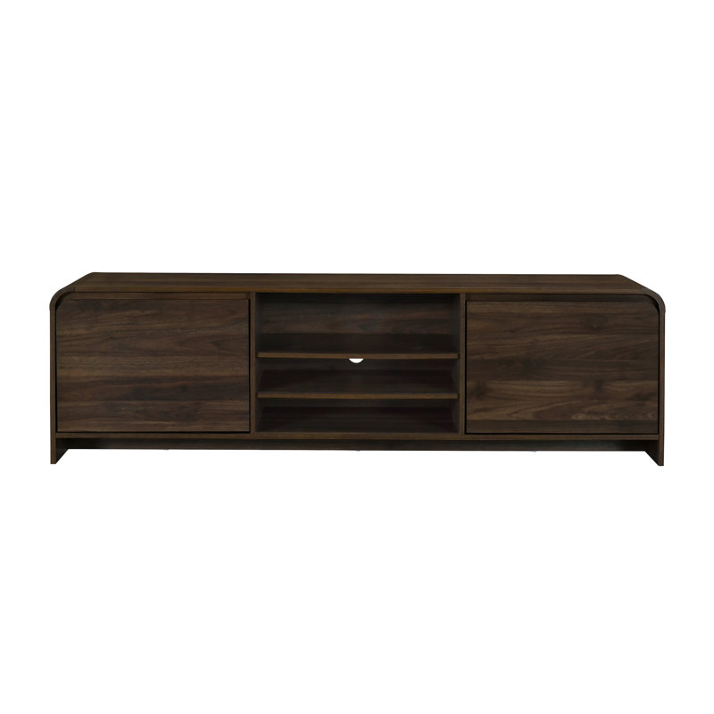 Maria TV Stand Media Cabinet, 2 Drawer And Shelves, Wood 71 Inch, Brown Wood