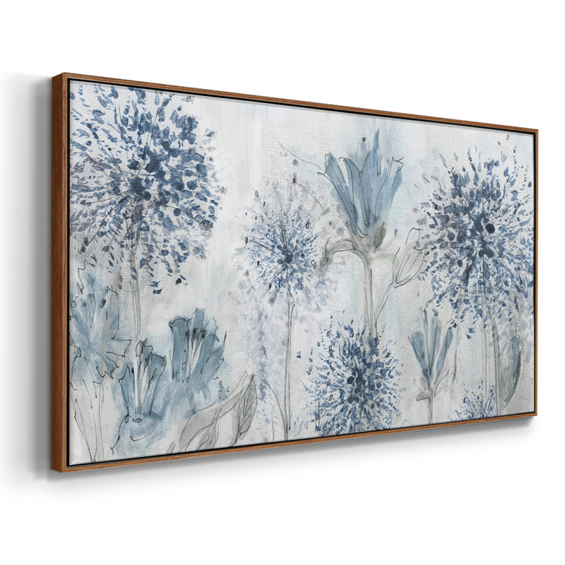 «Field of Blue», toile tendue avec châssis encadré, prête à être accrochée, H 17 po x l 33 po, Noyer