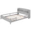 Lit double en bois avec DEL, tête de lit avec garde-corps, garde-corps gris, antique-437087580-437087581