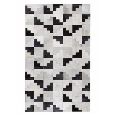 Nina Rectangle 160 cm x 230 cm Geometric Leather Hand Woven Area Rug