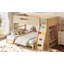 Lit simple superposé au-dessus de grand lit simple avec garde-robe et rangement intégrés, bois massif, escalade enfantine, conception à lattes doubles (sans matelas)-132915886