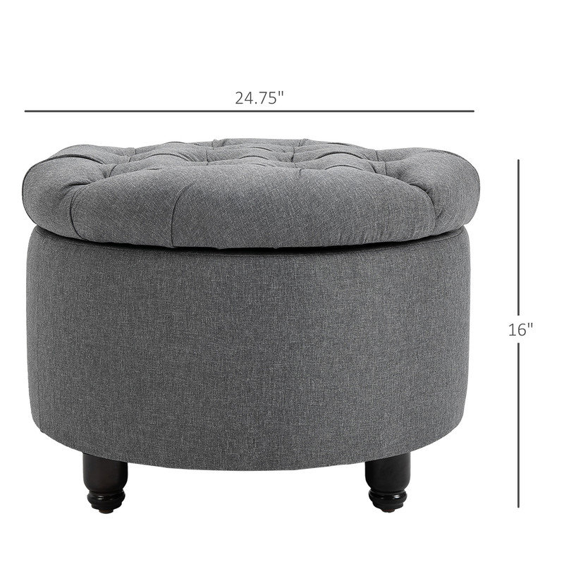 Repose-pieds rond avec rangement capitonné et repose-pieds en lin avec compartiment caché