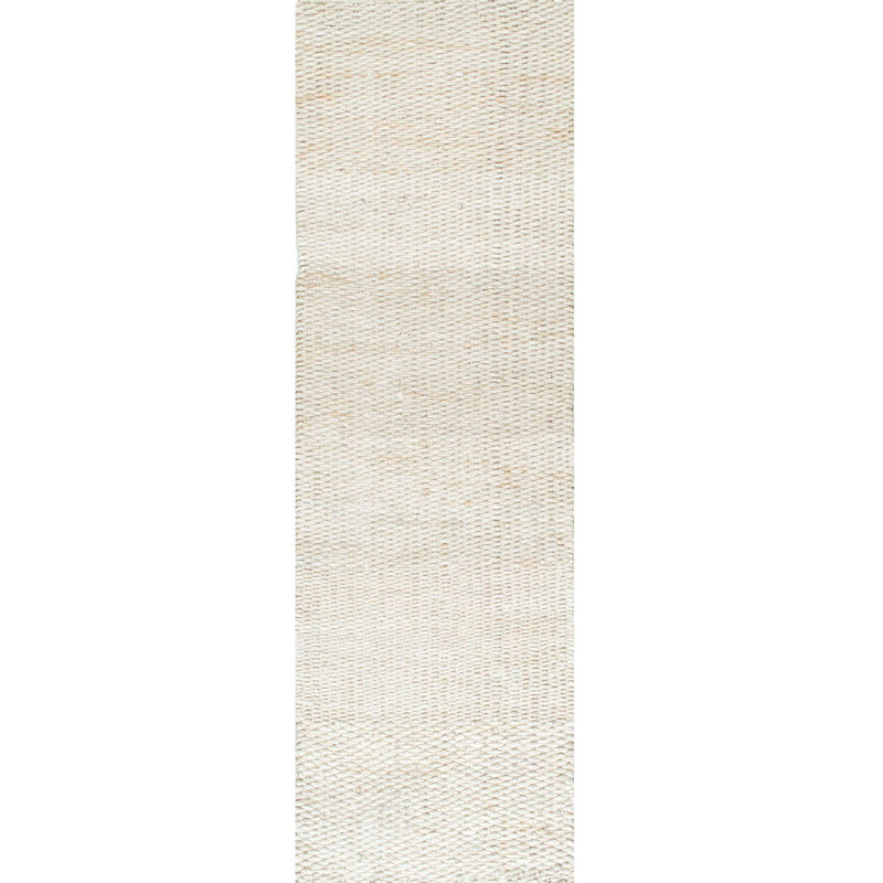 Whalan Handmade Tufted Jute/Sisal Off White Area Rug, Runner 2'6" x 8'
