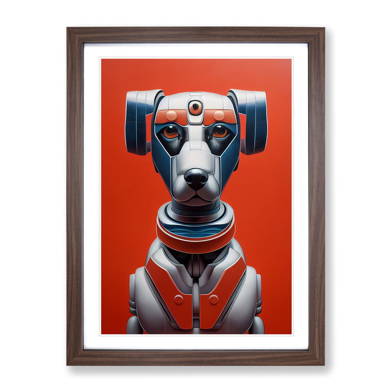 Robo Dog - Single Picture Frame Print, 64cm H x 46cm W x 2cm D, Walnut Framed