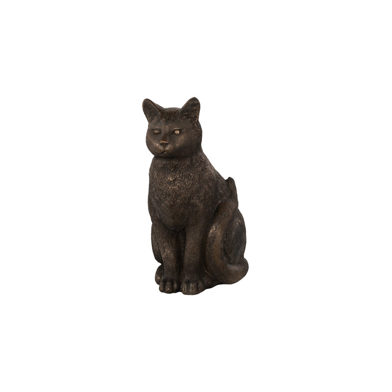 Cat Sitting Sculpture, Bronze, Brown