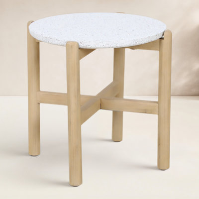Mimi Round Acacia Outdoor Side Table , 20'' in. W 20'' in. D