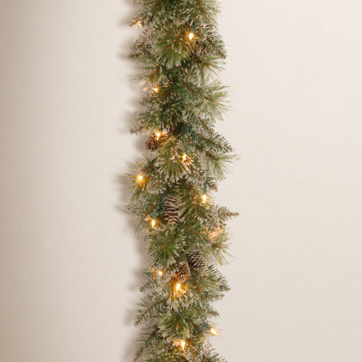72" Frosted Pre-Lit Pine Christmas Garland