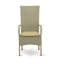 Ensemble de conversation pour patio 7 pièces composé d'une table de salle à manger rectangulaire en osier avec plateau en verre et 6 fauteuils de jardin avec coussin, lin naturel-1339203137