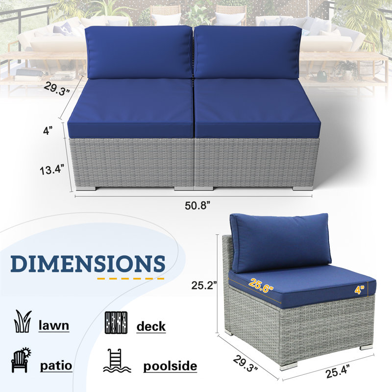  Outdoor Seating Group with Cushions, Dark Blue