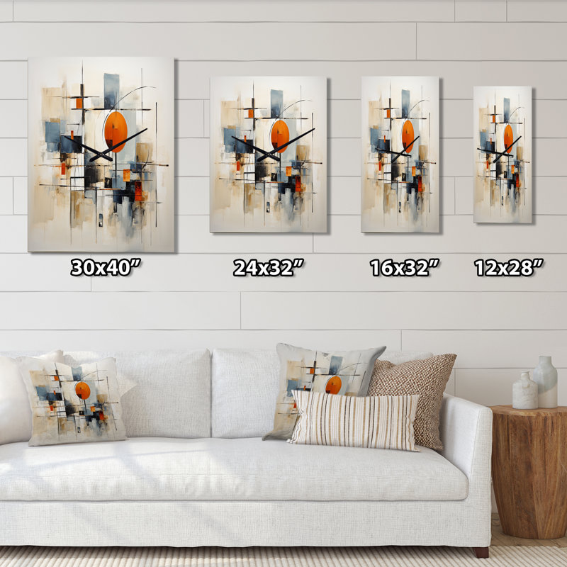 Horloge murale abstraite colorée Mid-Century, Moyen