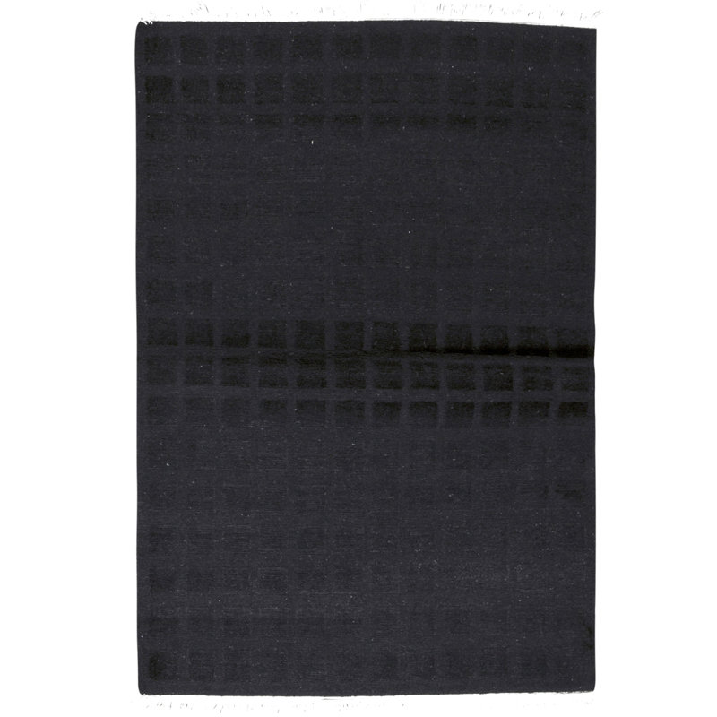 Tapis noir noué à la main de haute qualité