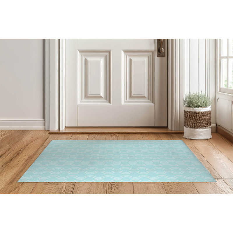 Paillasson décoratif Wavy Vine, Bleu, L 60 po x L 84 po