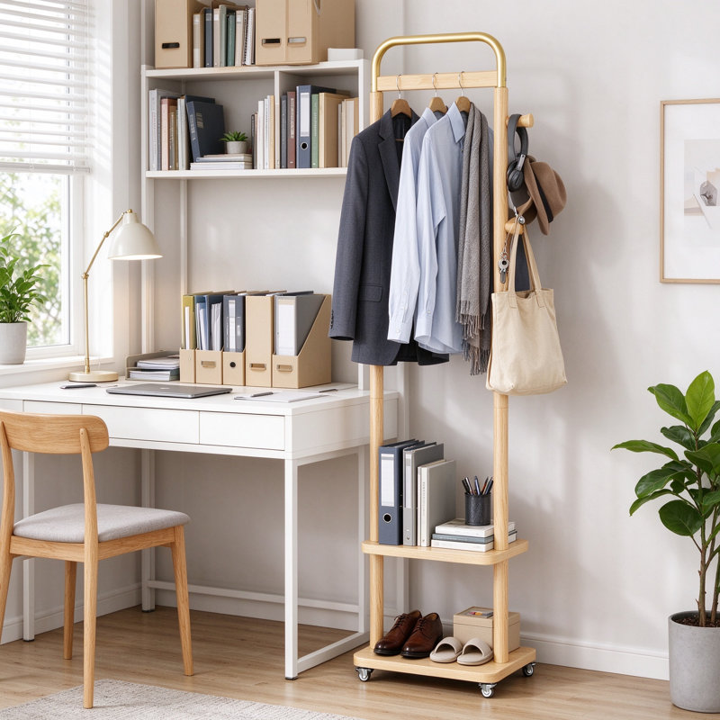 15.7 " Solid Wood Clothing Rack, Natural